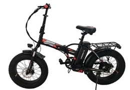 Genérico Bici HARRY'S EASY BIKE - NERO / ROSSO - Bicicletta Elettrica Fat-bike Pieghevole con Motore da 250W, Telaio Pieghevole Alluminio, Batteria 36W10AH, Display LCD, Cambio Shimano a 7 Velocità