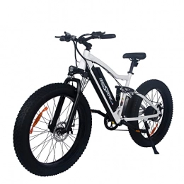 HITWAY Bici elettriches HITWAY 26" Fat Tire Electric Bike, 48V / 250W / 10Ah batteria al litio, cambio ad alta velocità e ruota a raggi eBike ONES1(BIANCO)