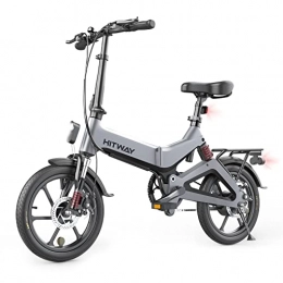 HITWAY Bici elettriches HITWAY Bici elettrica Leggera da 250 W Pieghevole elettrica con pedalata assistita con Batteria da 7, 5 Ah, 16 Pollici, per Adolescenti e Adulti (Grigio)