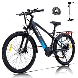 HITWAY  HITWAY Bicicletta Elettrica per Adulti 26'', 250W Mountain Bike Elettrica con 36V 11, 2Ah Batteria, Fino a 35-90km, Shimano 21 Velocità Ingranaggi Bici Elettrica per Uomo / Donna