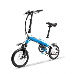 HLL Bici elettriches HLL Scooter, Mini portatile pieghevole E bici, 14 pollici bicicletta elettrica, 36V 350W del motore, lega di magnesio Rim, forcella ammortizzata, Bianco blu