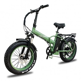HMEI Bici elettriches HMEI Bicicletta elettrica Pieghevole Bici elettrica for Adulti Pieghevole 75 0W 48V 20" Fat Tire Neve E Bici Potente Bicicletta elettrica Montagna Neve Ebike (Colore : Verde)