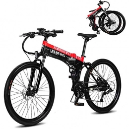 HSART Bici HSART 26" Mountain Bike Elettrica Bici Elettriche Lega Alluminio 400W per Adulti, Batteria 48V 10Ah Bicicletta MTB Professionale 27 velocità per Uomo Donna (5 Colori), Red 2