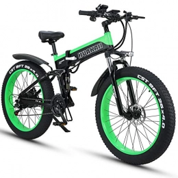 HUAKAI Bici elettriches HUAKAI Bici Elettrica Pieghevole da 26", Mountain Bike Elettrico Fat Bike Ebike 1000w 48v 13ah (Verde)