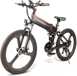 Hvoz Bici elettriches Hvoz Mountain Bike, Pieghevole Mountain Bike Bicicletta Elettrica 26 inch 350W Motore Senza Spazzole 48V Portatile per Outdoor - Nero