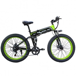 HWJF Bici elettriches HWJF Pieghevole elettrica Bicicletta Mountain Bike, 48V 10Ah 350W Motore / Ruota 26 LCD Intelligente Una Chiave di Controllo Automatico, Black Green