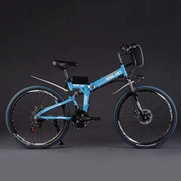 HWJF Bici elettriches HWJF Pieghevole elettrica Bicicletta Mountain Bike, 48V 15Ah 350W Motore / Ruota 26 LCD Intelligente Una Chiave di Controllo Automatico, Blu