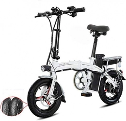 HY-WWK Bici elettriches HY-WWK E-Bike Pieghevole Leggera e in Alluminio con Pedali Power Assist e Bici Elettrica a Batteria Agli Ioni Di Litio da 48 V con Ruote da 14 Pollici e Motore con Mozzo da 400 W, 50To100Km Bianco
