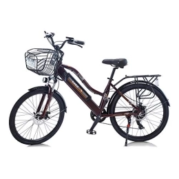 Hyuhome Bici elettriches Hyuhome Bicicletta elettrica da donna per adulti, 26" 36 V 10 A E-bike bike batteria rimovibile agli ioni di litio Mountain elettrica per viaggi all'aperto (brown)