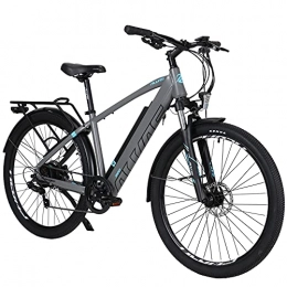 Hyuhome Bici elettriches Hyuhome - Bicicletta elettrica per adulti da uomo e donna, da 27, 5 cm E-MTB, 250 W, 36 V, 12, 5 Ah, Mountain Ebikes, motore Shimano a 7 marce, freni a doppio disco per pendolari esterni (grigio, 820 m)