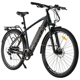 Hyuhome Bici elettriches Hyuhome Biciclette elettriche da 28 '' per adulti e uomini, mountain bike elettrica con batteria rimovibile da 36 V 12, 5 Ah, motore BAFANG e cambio Shimano a 7 velocità (nero, 820 M)