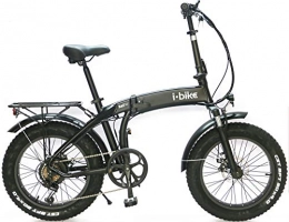 i-Bike Bici elettriches i-Bike Fold Pro ITA99, Bicicletta elettrica ripiegabile con ruote fat Unisex adulto, Nero, 44 cm