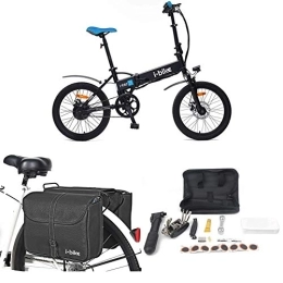 i-Bike Bici elettriches i-Bike i- Fold 21 ITA99, Bicicletta elettrica Ripiegabile Unisex Adulto, Nero, Unica + Borse da Trasporto + Kit Riparazione + Supporto Universale per Smartphone