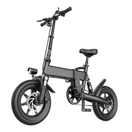 IOPY Bici IOPY Bicicletta Elettrica per Adulti Adolescenti, 14" Bicicletta Elettrica Pieghevole, Pendolare Città E-Bike con 250W Motore E 36V Batteria per Sentieri Giungla (Color : Black, Size : 36V / 7.8AH)