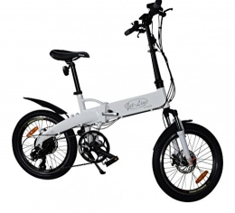 Jet Line - Bicicletta elettrica pieghevole a 7marce, telaio bianco, in alluminio, freni a disco Shimano, batteria Samsung, bicicletta elettrica pieghevole