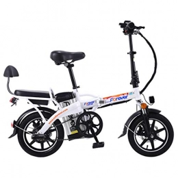 JFSKD Bicicletta elettrica Pieghevole con Luce Anteriore a LED/Batteria e Display LCD - Bicicletta elettrica Pieghevole con Ruote da Bici da 350 W 48V,White