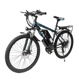 JINPRDAMZ Bici JINPRDAMZ E-bike da 26 pollici, blu e nero, E-Mountain Bike con motore da 250 W fino a 25 km / h, 21 marce, display LCD e luce LED, tre modalità di guida, bici elettrica per uomo e donna.