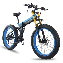 JMCVILOF Bici elettriches JMCVILOF Bicicletta Elettrica da 1000 W, Mountain Bike con Batteria al Litio 48V13Ah, Ammortizzatore Anteriore E Posteriore, Pieghevole, Pneumatico Antiscivolo 4.0, Display LCD, Blue
