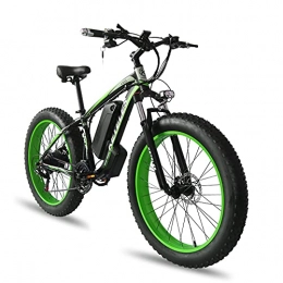 JMCVILOF Bici elettriches JMCVILOF Bicicletta Elettrica da 350 W per Adulti, Bicicletta da Neve con Batteria al Litio da 36V 10 Ah, Bicicletta A 21 velocità 4.0 A Pedalata Assistita, Corpo in Lega di Alluminio, Green