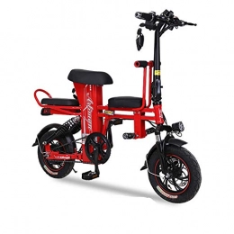 JXH Bici JXH 12-inch Bici elettrica Pieghevole con Batteria al Litio Rimovibile (48V 350W 25A), Adatto per Uso Esterno in Bicicletta o pendolarismo, Rosso