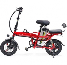 JXH 14 Pollici Pneumatici E-Bike 3 Equitazione modalit di 25 Km/H 22Ah Batteria al Litio, Sellino Regolabile, Doppio Disco Freni Bicicletta Elettrica per Il Pendolarismo,Rosso