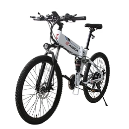K KAISDA  KAISDA K1 E-bike Bicicletta Elettrica Pieghevole da 26 Pollici, Forcella Anteriore Ammortizzante Bloccabile, E-mountain Bike con Batteria da 48V 10, 4 Ah con Ammortizzatore Posteriore (Bianco)