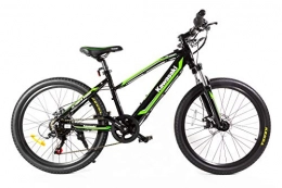 Kawasaki Bici Kawasaki Bicicletta elettrica per bambini, 24 pollici, verde / nero, XS