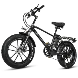 Kinsella Bici Kinsella CMACEWHEEL T20, batteria al litio 17AH, motore posteriore, bicicletta elettrica con pneumatici grassi da 20 pollici. (nero)