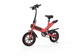 KIWEN Bici elettriches KIWEN Bicicletta elettrica 25 KM / H bici elettrica per adulti e ragazzi e bici con pedali, impermeabile da 14 pollici, mini bici pieghevoli con freni a doppio disco, batteria da 42 V 1, 5 Ah (rosso)