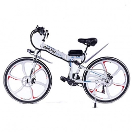 Knewss Bici elettriches Knewss 26 Bici elettrica Pieghevole Mx300 Shimano 7 velocità e-Bike 48v Batteria al Litio 350w 13ah Bicicletta elettrica per Adulti-Bianca_36V350W10AH