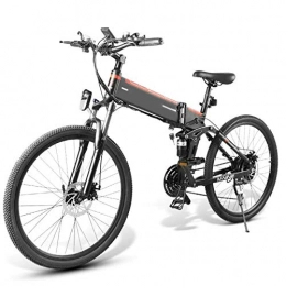 Lanceasy Bici elettriches Lanceasy LO26 - Bicicletta elettrica pieghevole, 10 Ah, 48 V, 500 W, 26 pollici, 25 km / h, velocità massima 80 km