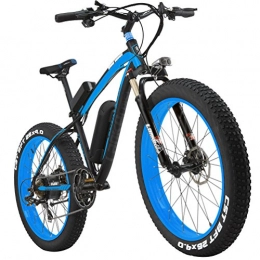 LANKELEISI Bici LANKELEISI 66cm All-Terrain fat bici elettrica potente motore da 1000W 48V10AH Ebike Shimano 7velocit Snow mountain MTB bicicletta elettrica pieghevole, Black-Blue