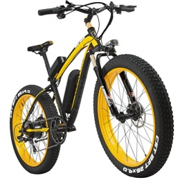 LANKELEISI Bici elettriches LANKELEISI 66cm All-Terrain fat bici elettrica potente motore da 500W 48V10AH Ebike Shimano 7velocit Snow mountain MTB bicicletta elettrica pieghevole, Black-Yellow