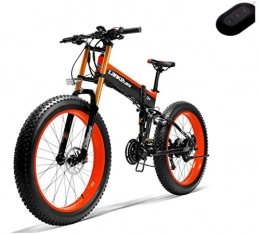 EVELO Bici elettriches LANKELEISI 750PLUS 48v 14.5ah 1000W26 "4.0 fat tire mountain bike pieghevole bicicletta elettrica per adulti con dispositivo antifurto (spedito dalla Polonia)（rosso）