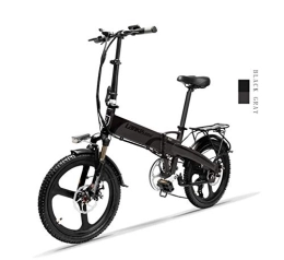 LANKELEISI Bici LANKELEISI G660 - Bicicletta elettrica pieghevole da 20 pollici, 48 V / 240 W, batteria al litio da 12, 8 Ah, 7 velocità, per adulti, maschio e femmina, mini mountain bike con dispositivo antifurto
