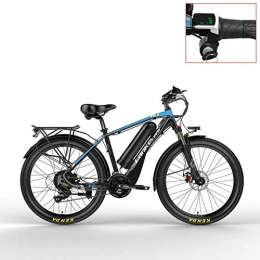 LANKELEISI Bici elettriches LANKELEISI T8 48V 400W Potente Bici elettrica Mountain Bike, Adotta Forcella Ammortizzata, Doppio Freno a Disco, Bicicletta di Assistenza al Pedale (Blue LED, 15Ah + 1 Spare Battery)