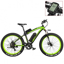 LANKELEISI Bici elettriches LANKELEISI XF4000 Mountain Bike elettrica da 26 Pollici, 4.0 Pneumatici Grassi, Bici da Neve, Batteria al Litio 48V, Bicicletta a pedalata assistita (Green-LCD, 1000W)