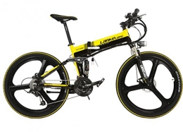 LANKELEISI Bici elettriches LANKELEISI XT750GD Bici elettrica magnesio Integrato Profilo 240 W 48 V 5 velocità Shimano Shifter Powerful Mountain Bike MTB, Black-Yellow