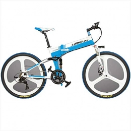 LETFF adulto pieghevole bicicletta elettrica 66 cm batteria al litio 48 V, telaio in alluminio, uomini e donne pieghevole mountain bike Power bicicletta, Blue