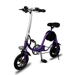 Lhcar Bici elettriches Lhcar Ciclo Portatile a Batteria al Litio per Adulti da 12 Pollici con Bicicletta ad Assistenza agli Adulti, Purple