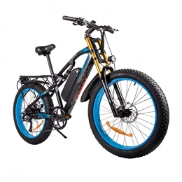 LIU Bici LIU Bici elettrica per Adulti 26'' Ebike con Motore 1000W, Mountain Bike elettrica 27MPH, Batteria Rimovibile 48V / 17Ah, Cambio a 9 velocità (Colore : Black-Blue)