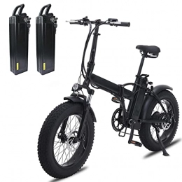 LIU Bici LIU Bike elettrica da 500W Pieghevole for Adulti Pieghevole da Ciclismo all'aperto Pieghevole 4.0 MTB. Uomini Beach Snow Mountain Ebike (Colore : Black-2 Battery)