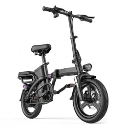 LIU Bici elettriches LIU Bike elettrica Pieghevole for Adulti Leggeri 400 W Bici elettrici Uomo e Donna E Bike da 14 Pollici Pieghevole Bike elettrica (Colore : Nero)