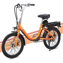 LJ Bici elettriches LJ Bici elettrica per donna adulta, bici elettrica da 20 pollici a velocità variabile 7 velocità, batteria 48V 8 / 10Ah, bici con doppio freno a disco sedile posteriore, arancione, 10Ah, arancia, 10AH