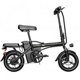 LJMG Bici elettriches LJMG Bici elettrica Bicicletta Pieghevole Elettrica, Bicicletta Pieghevole con Power Assist; Bici Elettrica con Ruote da 14"e Motore da 350 W. (Color : Black, Size : 25Ah)