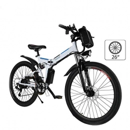LKLKLK Bici LKLKLK Mountain bike elettrica da 26 pollici, con batteria agli ioni di litio rimovibile (36 V, 250 W) ad alta capacità, cambio a 21 marce, per adulti e tre modalità di lavoro, colore: bianco