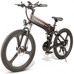 Sanvaree Bici elettriches LO26 Bici elettriche Pieghevole Pneumatico Grasso 3 modalità Shimano 21 velocità con Batteria agli ioni di Litio 48V 350W 10.4Ah City Mountain Bicycle Adatto per Uomini Donne Adulti (YTL Black)