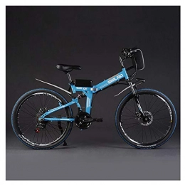 LOVE-HOME Bici elettriches LOVE-HOME Pieghevole Elettrica Mountain Bike, 48V / 8Ah / 350W Bicicletta Elettrica con Estraibile di Grande Capienza del Sacchetto di Tipo Batteria al Litio, Blu