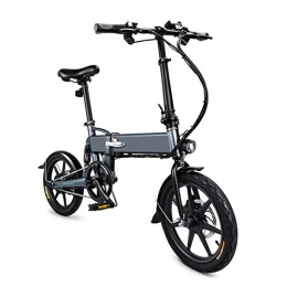 LSAMX Bici elettriches LSAMX Bici elettrica, Bici elettrica Pieghevole per Adulti, 7, 8 Ah 250 W 36 V 16 Pollici Bicicletta, con fari a LED, Cambio di Marcia a 3 velocità, Cambio a 6 velocità, 25 km / h, Grigio