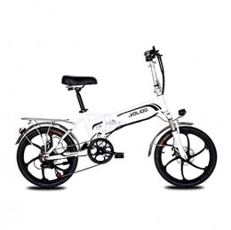 LUO Bici elettriches LUO Bici, bici elettrica da montagna per adulti, batteria al litio da 48 V, 7 velocità aerospaziale in lega di alluminio pieghevole bicicletta elettrica ruote da 20 pollici, nero, 45 km, bianca, 45KM